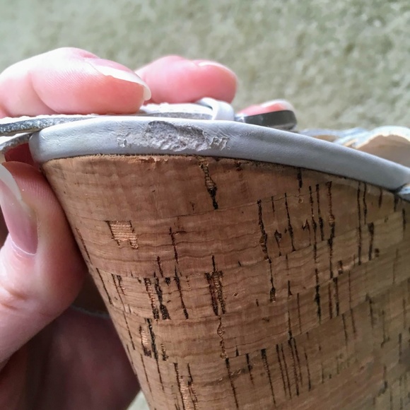 Franco Sarto White Strappy Cork Wedge Sandals - Picture 5 of 6